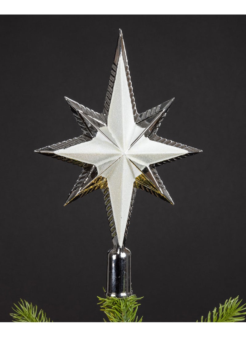 Homesmiths Kaemingk Christmas   Treetopper Shatterproof Glitter Silver 25.5Cm, 1 Piece - Image 2