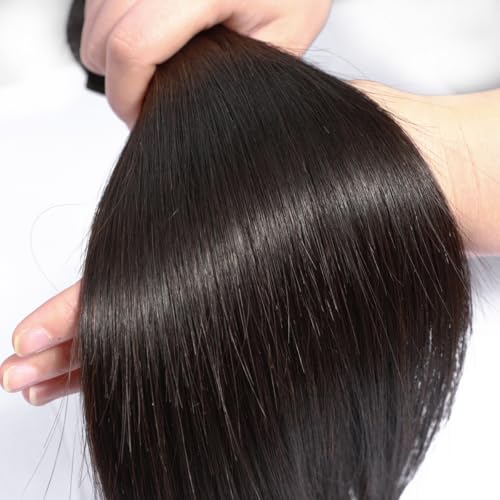 Angie Queen Straight Human Hair One Bundle 16 Inch 100% Unprocessed 12A Brazilian Virgin Weave Bundles Raw Remy Hair Bundles Double Weft Hair Extensions Natural Black Color for Black Women - Image 2