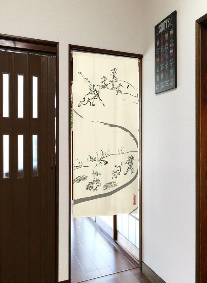 COTONOHA Choju Giga Noren Curtain | Made in Japan | Ichimatsu Lace Fabric | Traditional Japanese Room Divider | 33.5 x 59 in (85 x 150 cm) - Image 4