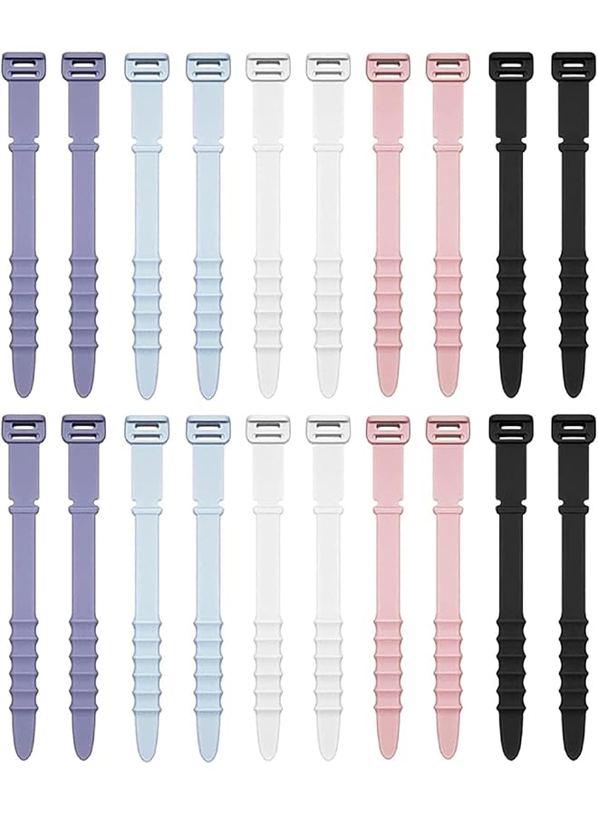 إيروريكس أربطة بلاستيكية قابلة لإعادة الاستخدام من السيليكون مقاس 4.5 بوصة × 0.4 بوصة، 20 قطعة، أبيض وأسود ووردي وأرجواني وأزرق - Image 4