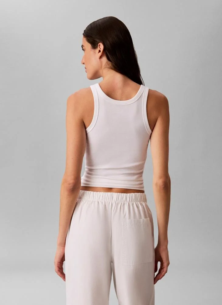 Calvin Klein Jeans  Embroidered CK Logo Rib Tank Top for Women | Best Price UAE