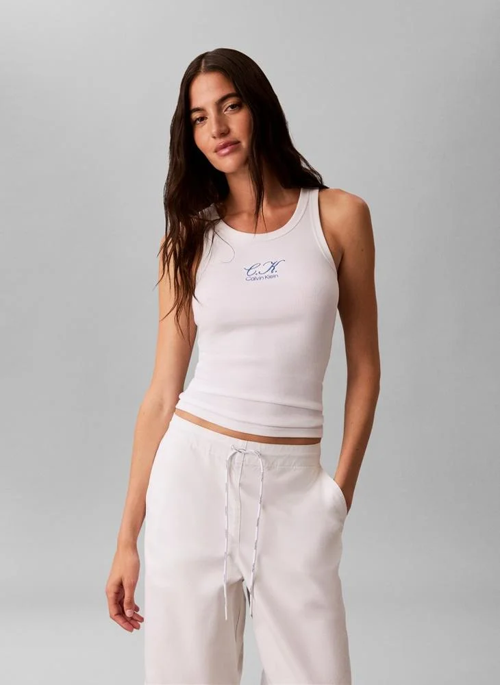 Embroidered CK Logo Rib Tank Top