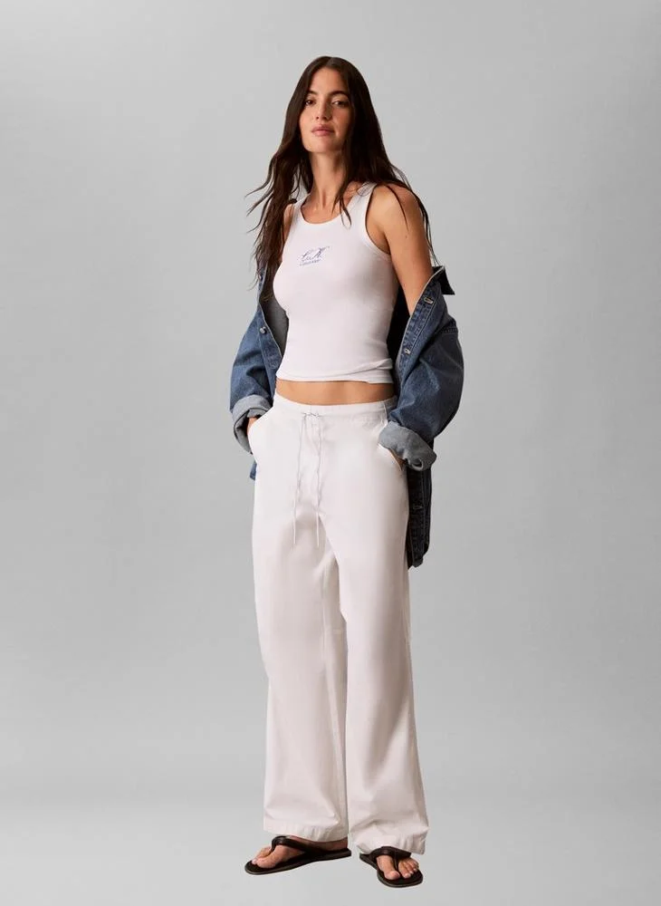 Calvin Klein Jeans  Embroidered CK Logo Rib Tank Top for Women | Best Price UAE