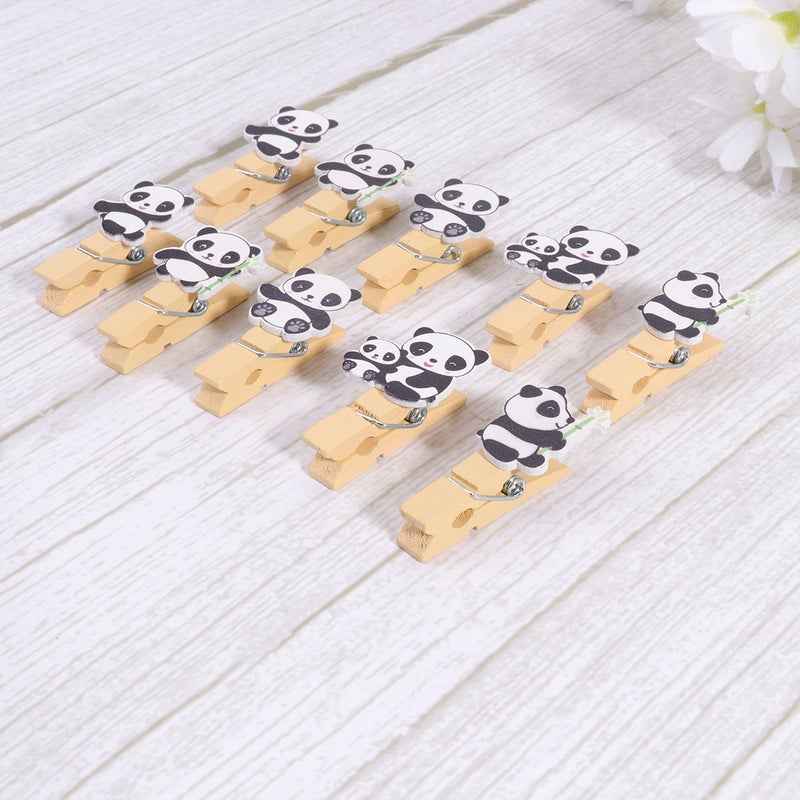 100 pcs Leaf Panda Clip Lovely Paper Photo Holder Cartoon Picture Clips for Home Bedroom with Rope - Image 1