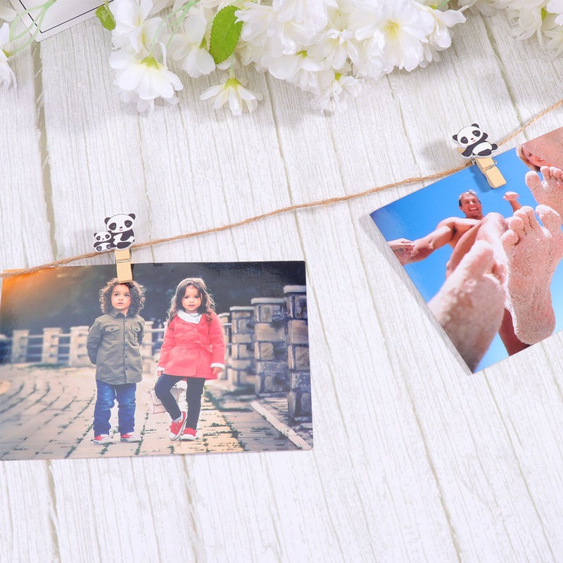 100 pcs Leaf Panda Clip Lovely Paper Photo Holder Cartoon Picture Clips for Home Bedroom with Rope - Image 5