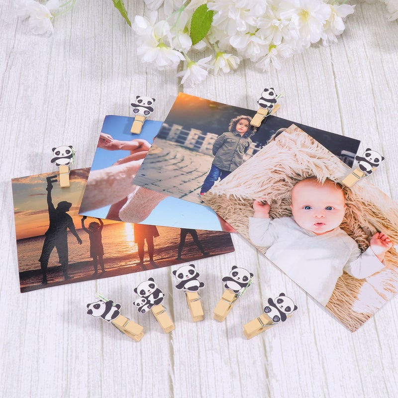 100 pcs Leaf Panda Clip Lovely Paper Photo Holder Cartoon Picture Clips for Home Bedroom with Rope - Image 3