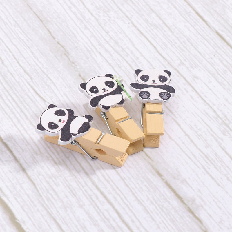 100 pcs Leaf Panda Clip Lovely Paper Photo Holder Cartoon Picture Clips for Home Bedroom with Rope - Image 4