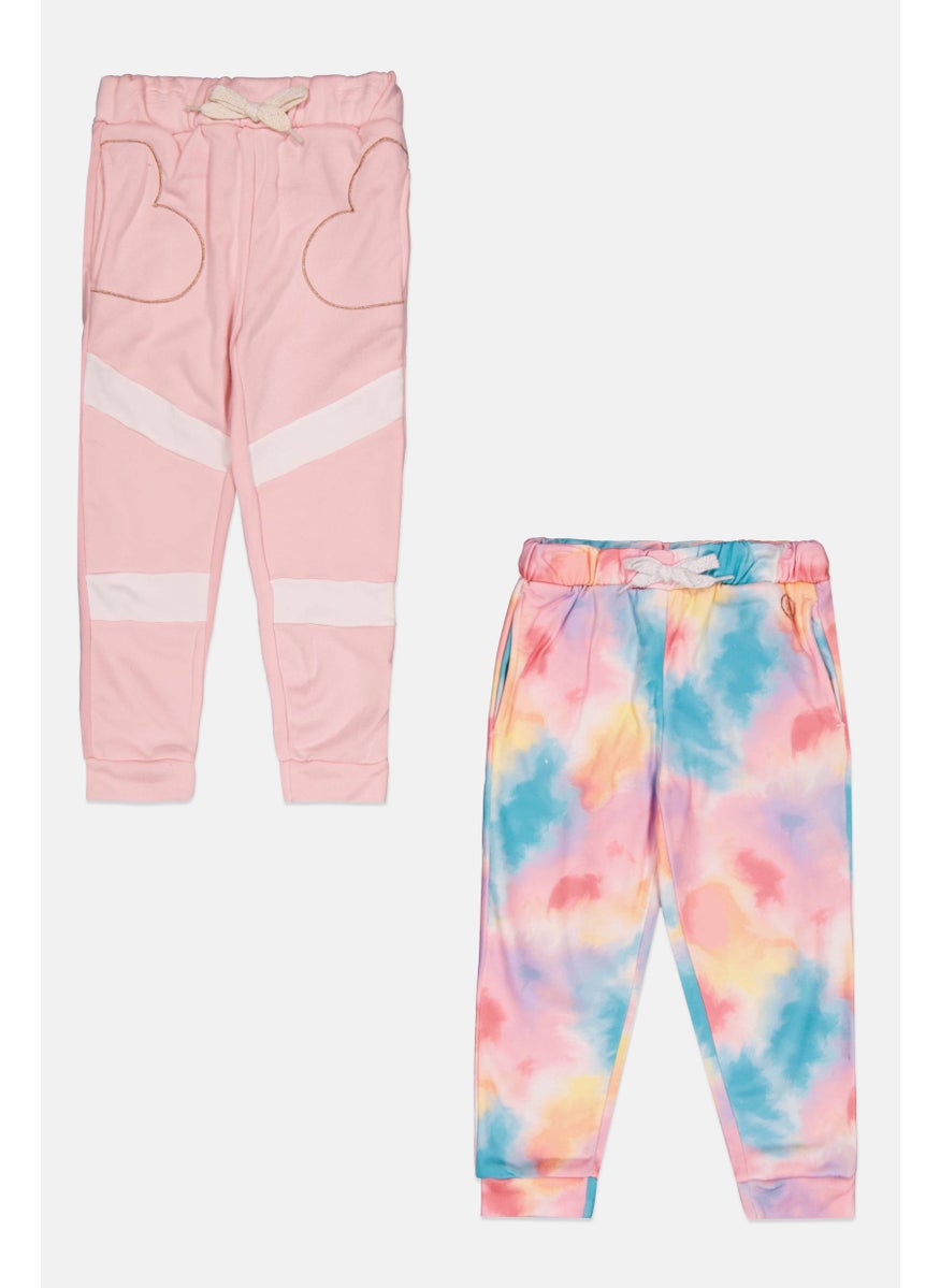 Body Glove Toddlers Girl 2 Pcs Tie-Dye Pants, Pink 