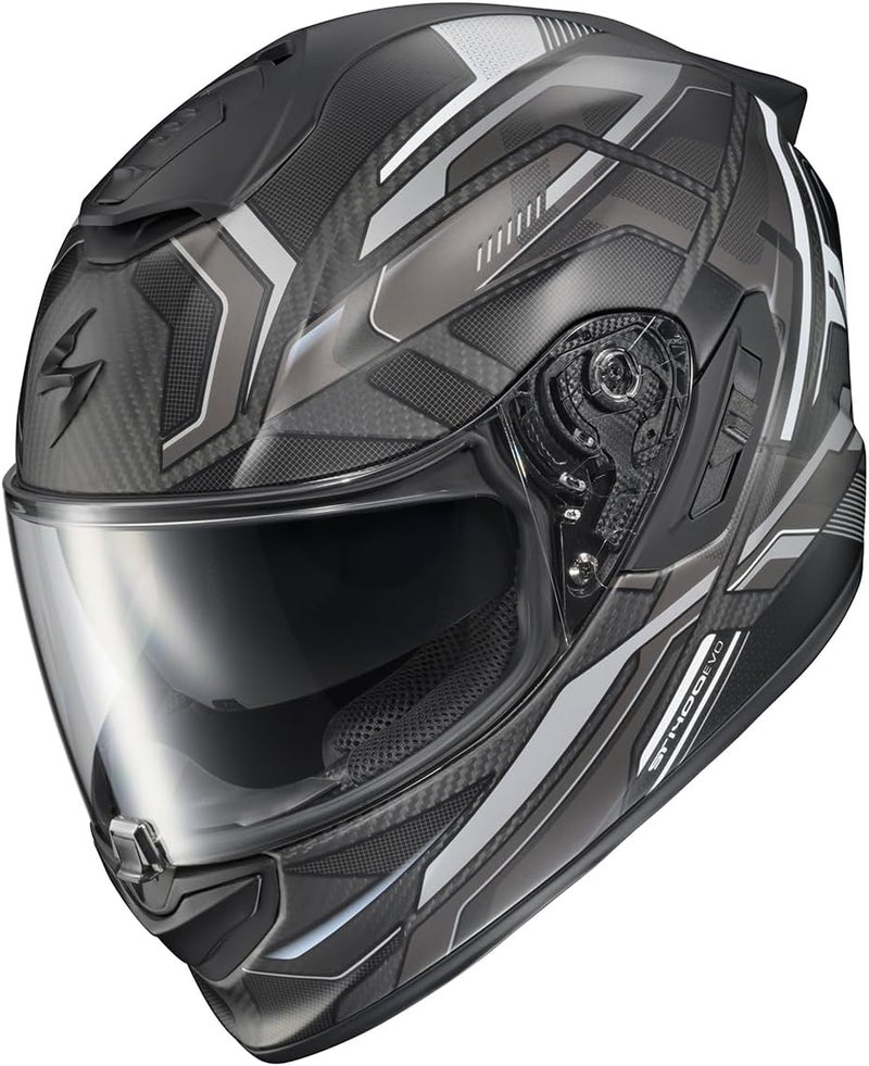 ScorpionEXO ST1400 EVO Carbon Fiber Full Face Motorcycle Helmet - Bluetooth Ready (Matte Grey, Large) - Image 2