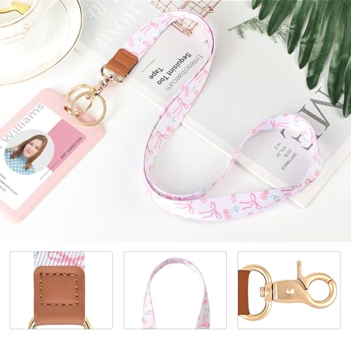 Knagsfa Lanyards for Keys, Neck Lanyards for ID Badges with Metal Hook, Cute Keychain Lanyard for Women, Bow Cherry - Image 4