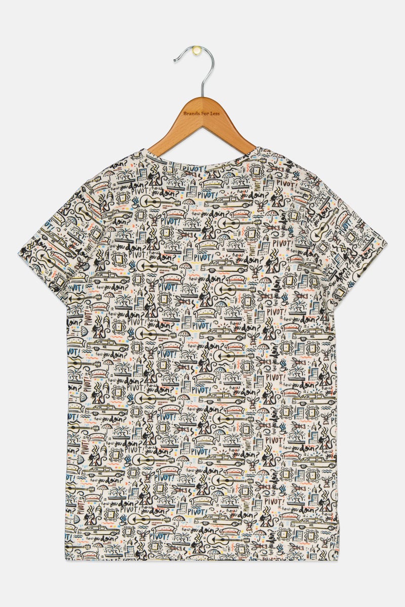 zivame Kids Girls All Over Print Short Sleeves Pajama Top, Multicolor - Image 3