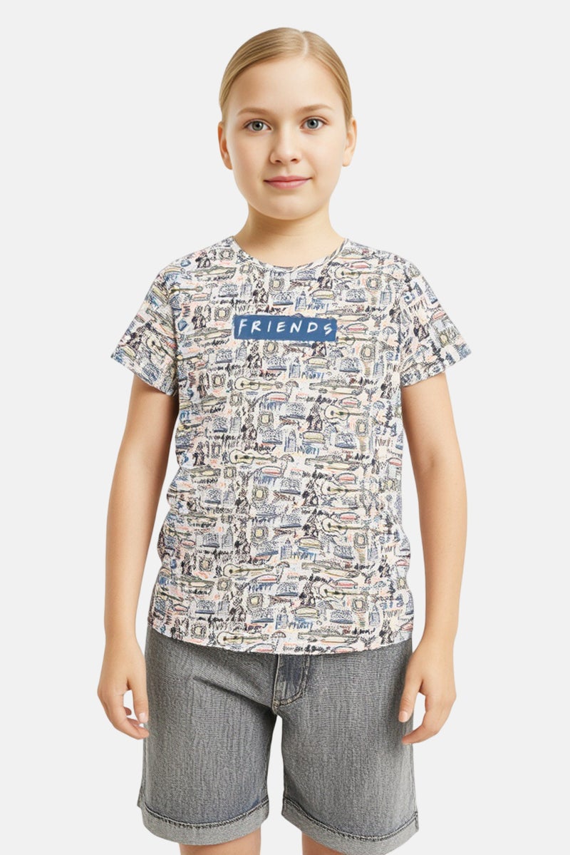 zivame Kids Girls All Over Print Short Sleeves Pajama Top, Multicolor - Image 1