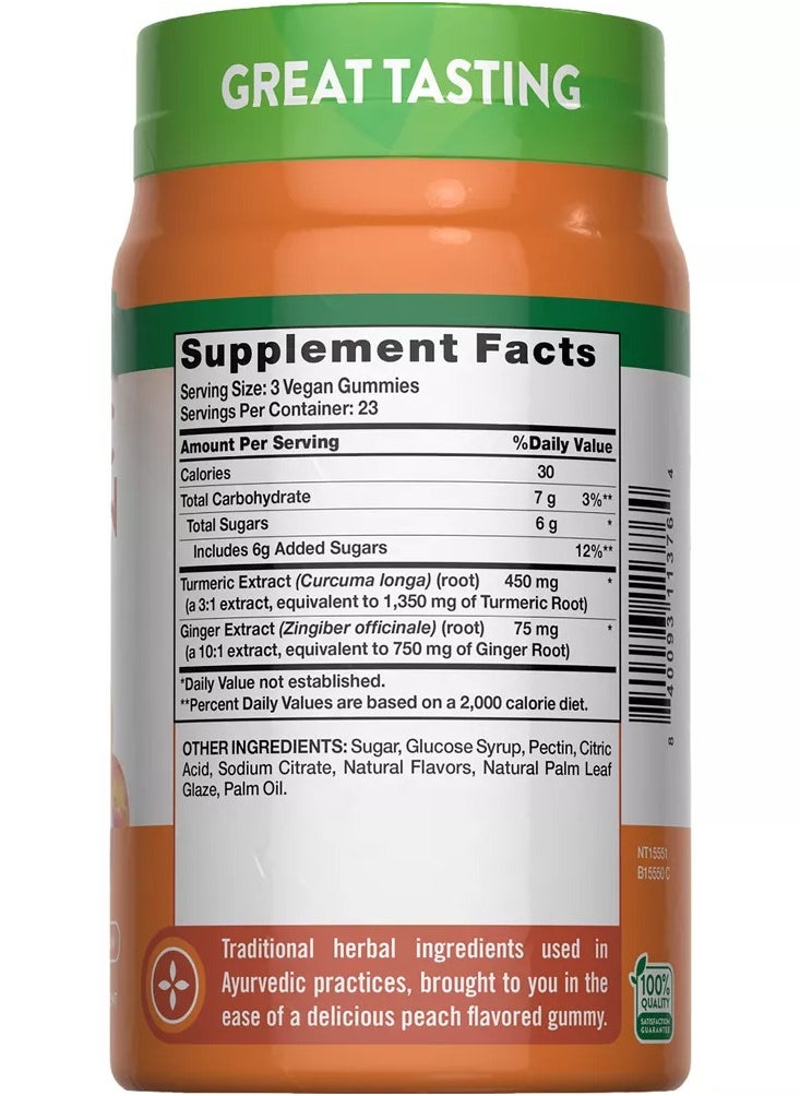 Nature's Truth Nature's Truth, Turmeric & Curcumin + Ginger, Natural Peach Flavor, 70 Vegan Gummies  - Image 3