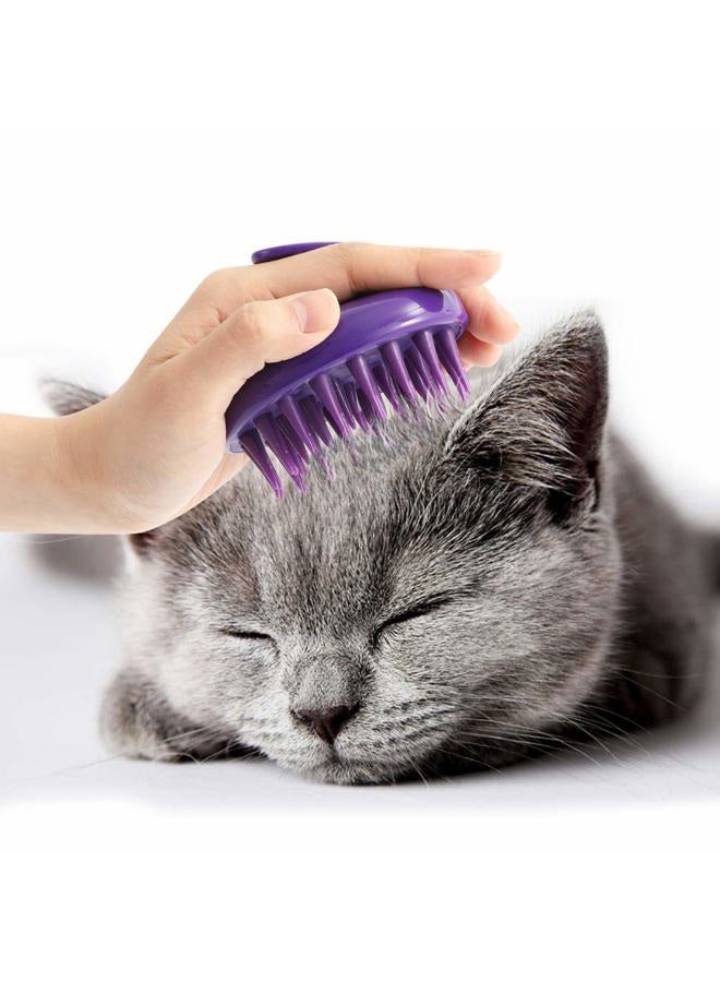 CELEMOON [Soft Silicone Pins] CELEMOON Ultra-Soft Silicone Washable Cat Grooming Shedding Massage/Bath Brush - Safe & No Scratching any more - Purple - Image 1