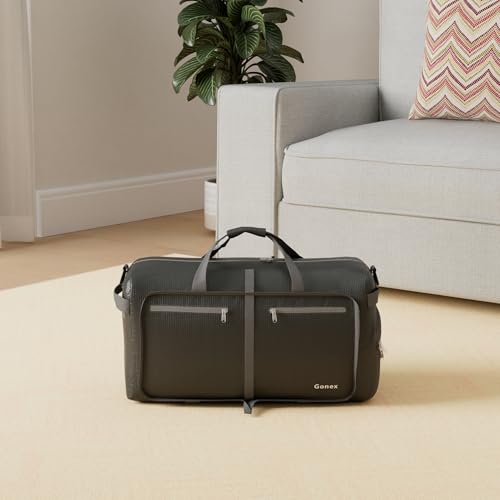Gonex 80L Packable Travel Duffle Bag Foldable Duffel Bags for Luggage Gym Sports Camping Travelling Cycling Storage Shopping Water & Tear Resistant Gray - Image 2