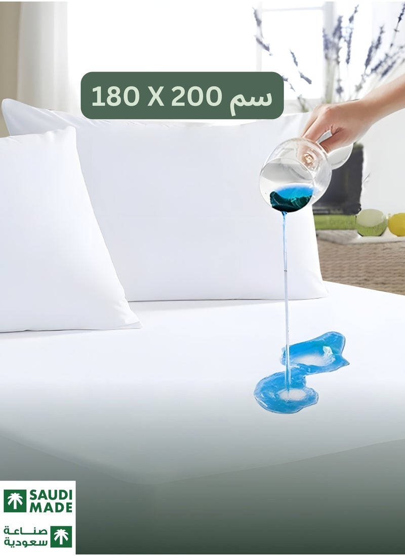 ف.ا.م.س - واقي مرتبة F.A.M.S Sleep مصنوع من القطن بنسبة 100% مقاوم للماء مصنوع في السعودية، غطاء مرتبة سرير مضاد للحساسية وفائق النعومة وجيد التهوية للحماية - Image 1