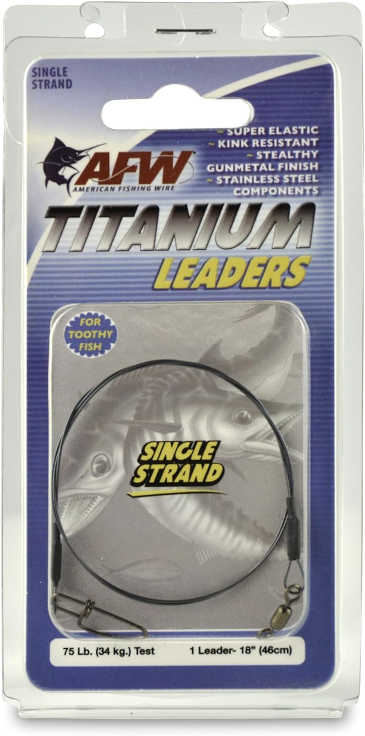 American Fishing Wire Titanium Single Strand Leader - 75 lb Test, 18 Inch - Image 1