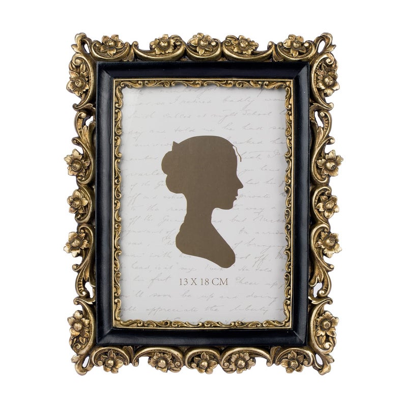 Sunlit Vintage Picture Frame 5x7 Inch Luxury Antique Photo Frames with Glass Front Photo Display Tabletop Wall Hanging Gift Ideas Gold and Black
