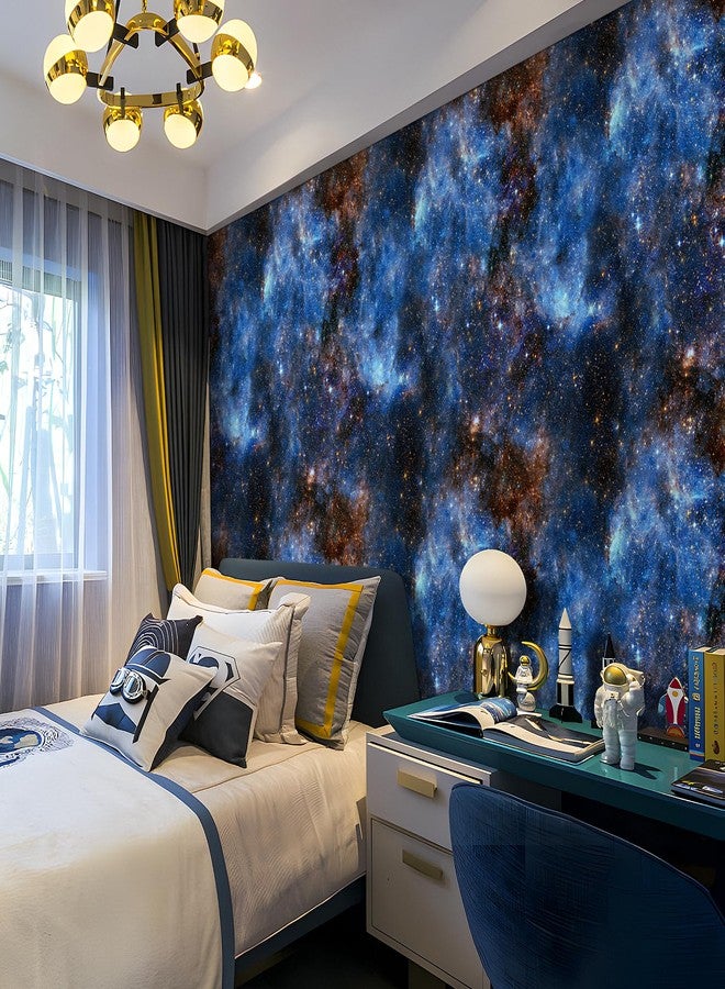 ReWallpaper ورق جدران ReWallpaper بتصميم الفضاء العميق، سهل اللصق والإزالة، ورق جدران أزرق داكن بنقشة المجرة، مناسب لغرف النوم، ورق جدران لاصق قابل للإزالة بنقشة سماء كونية مرصعة بالنجوم، ورق جدران لاصق للخزائن والأرفف والجدران، مقاس 17.5 بوصة × 10 أقدام - Image 2