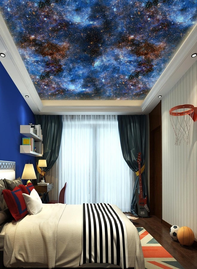 ReWallpaper ورق جدران ReWallpaper بتصميم الفضاء العميق، سهل اللصق والإزالة، ورق جدران أزرق داكن بنقشة المجرة، مناسب لغرف النوم، ورق جدران لاصق قابل للإزالة بنقشة سماء كونية مرصعة بالنجوم، ورق جدران لاصق للخزائن والأرفف والجدران، مقاس 17.5 بوصة × 10 أقدام - Image 4