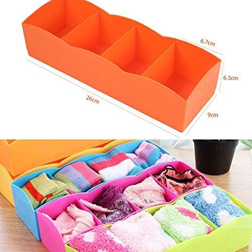 JERN JERN Set of 4 Multi Function Desktop Storage Box Drawer with 4 Grids Storage Box Underwear Socks Bra Ties Organizer  - Image 2
