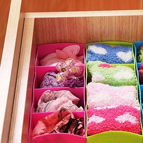 JERN JERN Set of 4 Multi Function Desktop Storage Box Drawer with 4 Grids Storage Box Underwear Socks Bra Ties Organizer  - Image 5