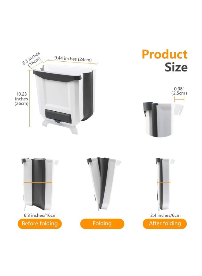 7.5L Foldable Plastic Wall-Mounted Cabinet Door Bin - White by Huabinio, Opens with Rubber Top - Image 3