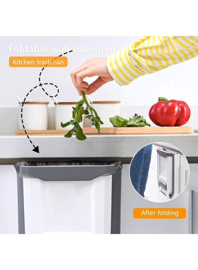 7.5L Foldable Plastic Wall-Mounted Cabinet Door Bin - White by Huabinio, Opens with Rubber Top - Image 5