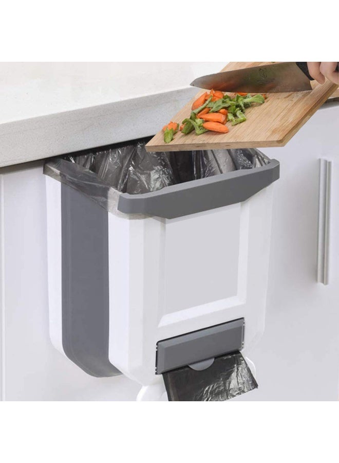 7.5L Foldable Plastic Wall-Mounted Cabinet Door Bin - White by Huabinio, Opens with Rubber Top - Image 1