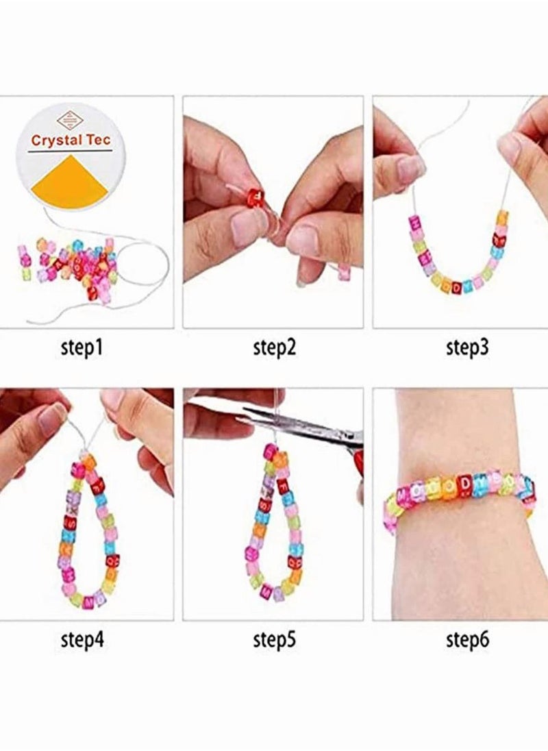 5 Rolls Elastic String Stretchy Bracelet String Crystal String Cord Bead Fibre Crafting for Bracelet, Beading and Jewelry Making (0.8mm)