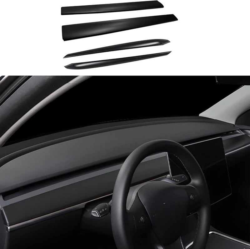 POIBWBUN Dash Wrap Front Door Panel Trim for Tesla Model Y and Model 3 2020 2021 2022 2023 Dashboard Cover(Matte Black) - Image 1