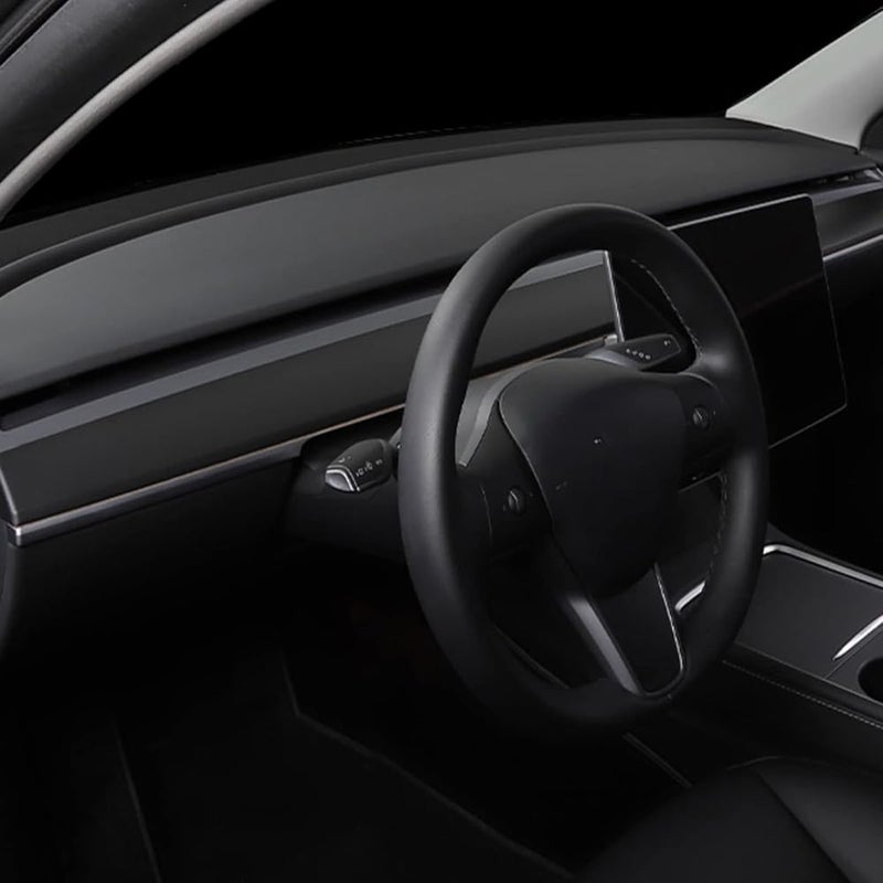 POIBWBUN Dash Wrap Front Door Panel Trim for Tesla Model Y and Model 3 2020 2021 2022 2023 Dashboard Cover(Matte Black) - Image 2
