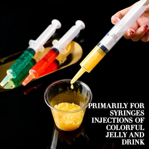 FOCUSLINE 50 Pack Jelly Shot Syringes, 1.5 OZ Capacity Plastic Shot Glasses, Durable Jelly Shot Syringes with Lid, Perfect for Halloween, Thanksgiving, Christmas - Image 4