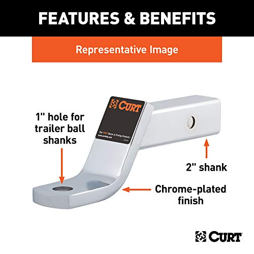 CURT 45297 Chrome Class 3 Trailer Hitch Ball Mount, Fits 2-Inch Receiver, 7,500 lbs, 1-Inch Hole, 6-Inch Drop - Image 4
