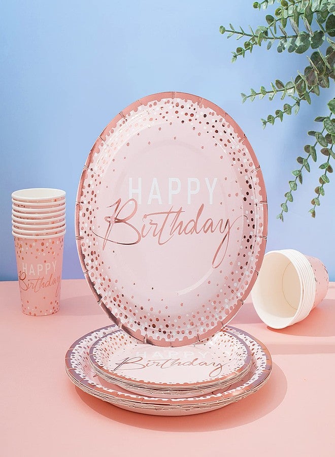 Tyzarglef 175PCS Happy Birthday Plates and Napkins Party Supplies, Paper Pink and Rose Gold Plastic Forks Knives Spoons Serve 25 Guests for Girl Women - Image 5