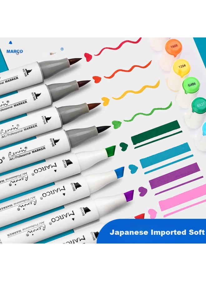 Marco Renoah Series Imported Sponge Soft-tip Markers, 6th Generation, 120 Colors, Art Design, Student Professional Drawing Set, Dual-tip Alcohol Ink, Gift Box Set, Back-to Gift - Image 4