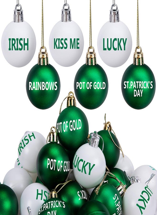 Watayo 24 Pcs St. Patrick's Day Hanging Balls Ornament- 1.6" St. Patrick's Shatterproof Letter Balls Ornaments- White Green Irish Lucky Tree Balls for St. Patrick's Day Irish Festival Decoration - Image 1