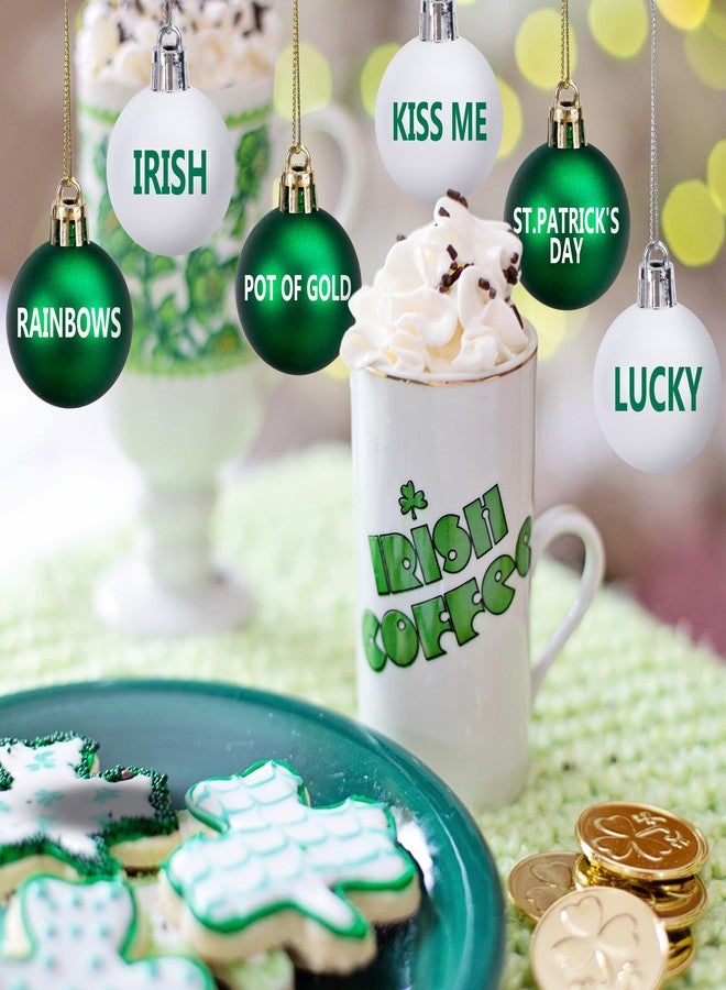 Watayo 24 Pcs St. Patrick's Day Hanging Balls Ornament- 1.6" St. Patrick's Shatterproof Letter Balls Ornaments- White Green Irish Lucky Tree Balls for St. Patrick's Day Irish Festival Decoration - Image 5