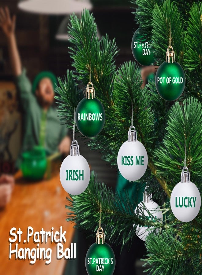 Watayo 24 Pcs St. Patrick's Day Hanging Balls Ornament- 1.6" St. Patrick's Shatterproof Letter Balls Ornaments- White Green Irish Lucky Tree Balls for St. Patrick's Day Irish Festival Decoration - Image 4