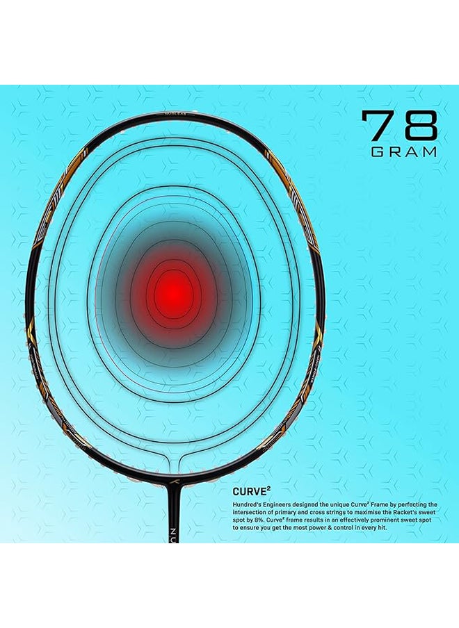 NUCLEAR 78 Carbon Fibre Unstrung Badminton Racket with Full Racket Cover | For Professional Players | 78 grams | Maximum String Tension - 32lbs