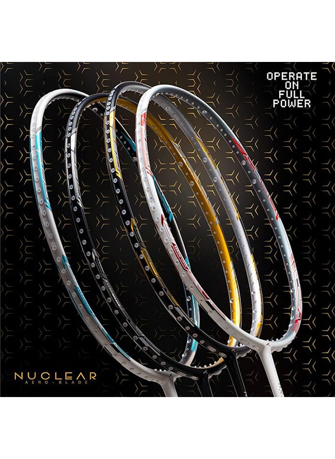 NUCLEAR 78 Carbon Fibre Unstrung Badminton Racket with Full Racket Cover | For Professional Players | 78 grams | Maximum String Tension - 32lbs