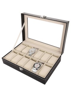 Men's 12 Compartments See Through Window Watch Box