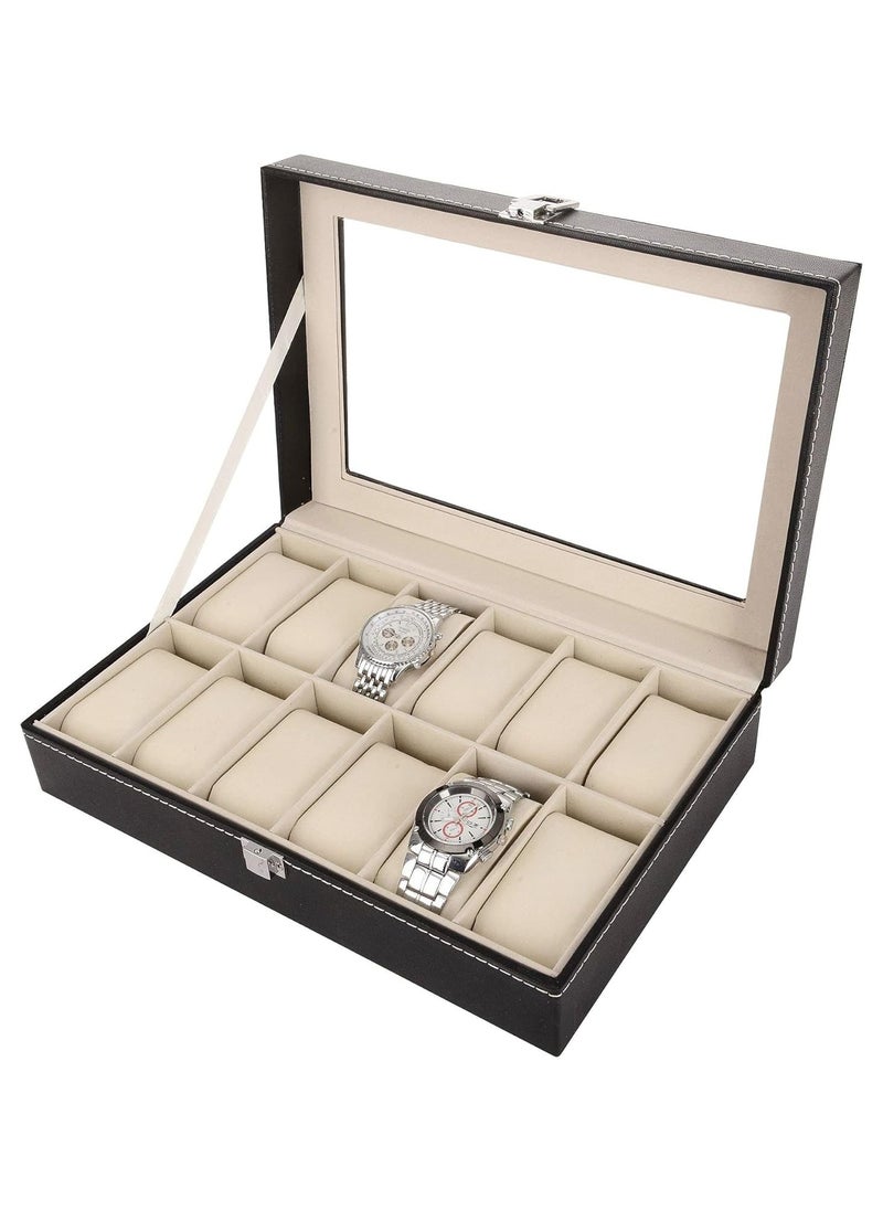 LIMOS - Men's 12 Compartments See Through Window Watch Box - Image 1