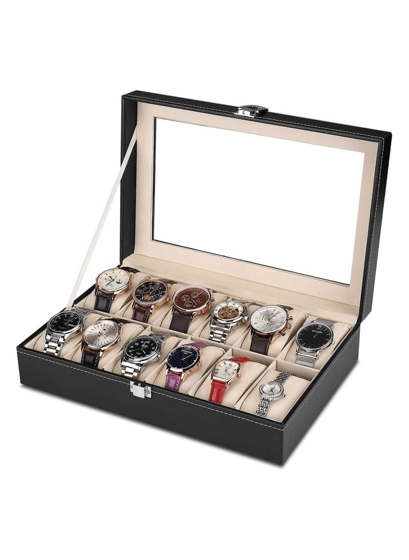 LIMOS - Men's 12 Compartments See Through Window Watch Box - Image 1