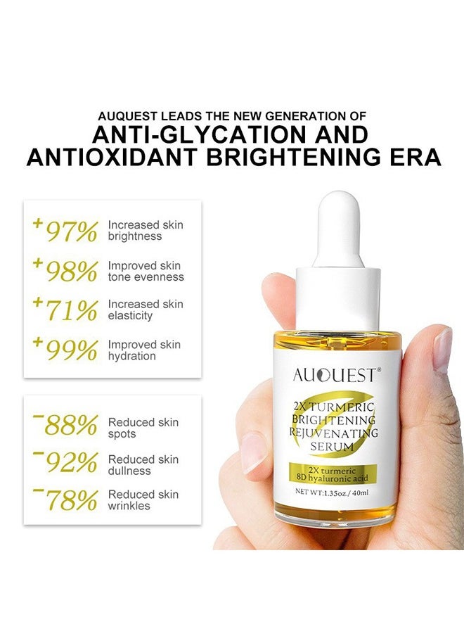 2x Turmeric Brightening And Rejuvenating Serum For Skin Brightening, Anti-Wrinkle And Anti-Aging | 2x Turmeric, 8D Hyaluronic Acid, Vitamin C, Niacinamide, Vitamin B5, Acetyl Hexapeptide-8