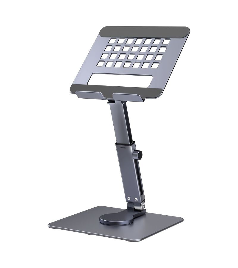 Silvery Aluminum Alloy Adjustable Height Laptop Stand 360 Rotating Base - Image 3