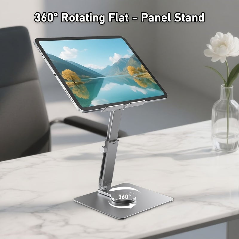 Silvery Aluminum Alloy Adjustable Height Laptop Stand 360 Rotating Base - Image 4