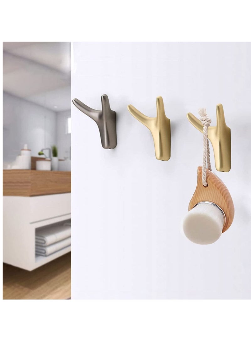 SYOSI Hooks for Clothes, Towel Hooks, 2 Packs Coat Hook Cow Head Wall Hooks for Heavy Duty Door Hanger Towel Robe Clothes Cabinet Closet Sponges Hook for Bathroom Bedroom Kitchen Hotel Pool Brushed Brass - Image 3