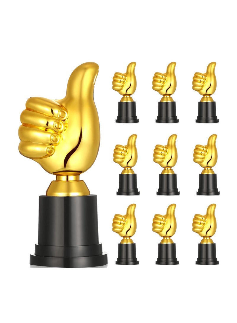 Excefore Plastic Gold Trophy Awards, 10 Pcs 5 Inch High Thumbs up Trophies, Funny School Trophy, Suitable for Party, Kids, Employee, Teacher - Image 1
