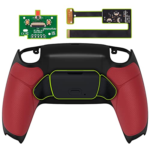 eXtremeRate Red Rubberized Grip Programable RISE 2.0 Remap Kit for PS5 Controller BDM-010 BDM-020 Models, Custom Upgrade Board & Redesigned Back Shell & Back Buttons Set for PS5 Controller - Image 1